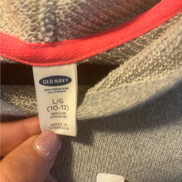 Girls size large Old Navy Gray and Pink Hoodie NWT - Picture 2 of 4